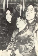 Yoko Ono, Julian (5), and John Lennon at the rehearsal of a Rolling Stones TV Special